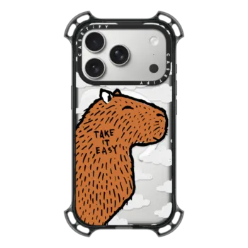 iPhone 17 Pro Bounce Case MagSafe Compatible Transparent Capybara Clouds "Take It Easy"