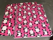2 Cute Pink Panda Folders by Eccolo - Paper Folder W/pockets. & Spiral Notebook