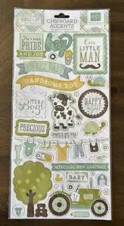Echo Park Chipboard Accents Bundle Of Joy Baby Boy Blue/Green