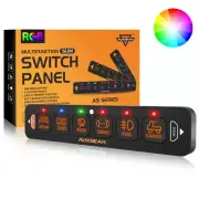 AUXBEAM 6 Gang RGB Slim LED Touch Switch Panel Toggle Momentary Pulsed Mode Car