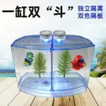 魚缸/金魚缸/烏龜缸/塑料水族箱 斗魚隔離盒塑料斗魚盒觀賞魚缸小型斗魚缸飼養繁殖孵化單雙格魚缸