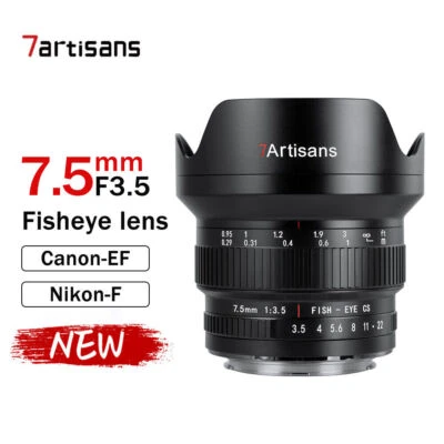 7artisans 7.5mm F3.5 APS-C Fisheye MF Lens For EF / Nion Mount