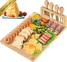 Bamboo Cheese Board and Knife Set - 35 * 18Cm Large Charcuterie Boards Set, Chee