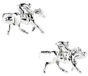 Cufflinks Horse Racing Jockey Cup Silver Novelty Mens Gift Formal Business Shirt
