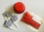 Car Racing Formula One F1 Cupcake Kit Flags Picks & Sprinkles Party Cake Baking