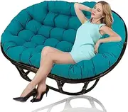 Papasan Four-Corner arc Chair Cushions, Egg Chair Cushion Double Papasan Chair Cushion, Oversized Overstuffed Double Papasan Chair Cushion Comfortable for Outdoor Garden,Blue,65 * 45 * 6in