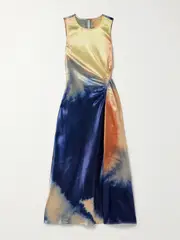 [Ulla Johnson] Ulla Johnson - Cordelia Ruched Printed Satin Midi Dress - Multi - US8 US 8 Multi