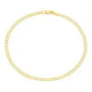 10K Yellow Gold 2.5mm Mens Cuban Link Curb Chain Bracelet Lobster Clasp 8"
