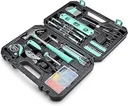 Amazon Basics Household Tool Kit With Storage Case, 142 Piece, Turquoise, 34.01 x 23.49 x 7.49 CM