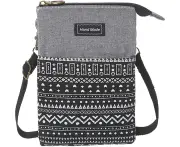Roomy Cell Phone Purse Wallet Canvas Small Crossbody Purse Bags with Shoulder Strap For Women teen girlsl - P-black and Gray