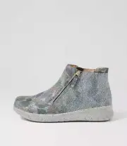 New Ziera Solange Xf Blue Leaf Multi Leather Ankle Boots Womens Shoes Casual