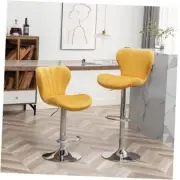 Ellston Velvet Adjustable Swivel Barstools in Set of 2 Yellow