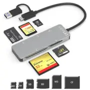 USB C USB3.0 XD Memory Card Reader 5Gbps 6-in-1 Multi Card Reader for TF, SD,...