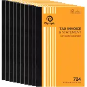 NEW 10x Olympic Tax Invoice & Statement Book 724 Carbonless 50 Leaf Duplicate
