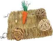 BUGUUYO 1 Set Woven Grass Mat for Small Animals Breathable Cooling Bed for Rabbits Guinea Pigs Hamsters for Summer Comfort Chew Resistant Natural Environment