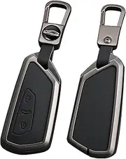 Zinc Alloy Key Cover fit for VW Volkswagen Golf 8 MK8 GTI GTD ID.3 ID.4 3 Buttons Key Case fit for Seat Tarraco Ateca Cupra Leon Skoda Octavia Key Fob Holder Case Protector Keyring B Black