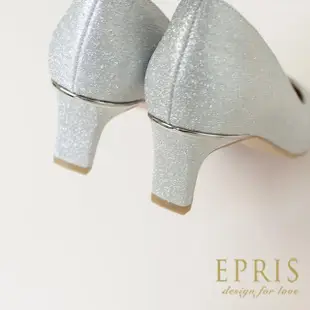 【EPRIS 艾佩絲】現貨 素面高跟鞋 高冷女神 銀邊裝飾特殊鞋跟 高跟鞋推薦 21.5-26-閃亮銀(女鞋)