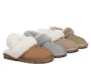 AUSTRALIAN SHEPHERD® 3-Way Style UGG Women Slippers Removable Wool Fluffy Strap Slingback Waffle - Sand / AU Ladies 4 / AU Men 2 / EU 35