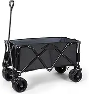 YSSOA Wagons Cart Heavy-Duty Folding PRO, 265 lbs Collapsible Carts with Wheels, Large Capacity, Outdoor Camping Garden Carts Beach Cart with Universal Wheels, Anti-Skid, Black