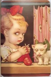 Swap cards Modern playing card back Cute little Girl and Cat