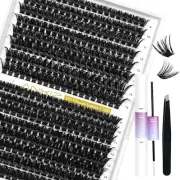 LANKIZ Lash Extension Kit, 60+80D Lash Clusters Kit, 312Pcs Individual Lashes