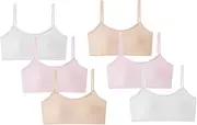 [XHuaJun] 6 Pack Big Girls Training Bras Stretch Seamless Vest Crop Cami Sports Bralettes Bra for Teens