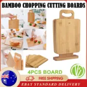4PCS Bamboo Cutting Board Chopping Set Kitchen Display Stand Food Serving Plate