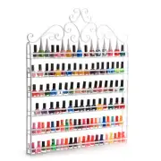 6 TIER White Nail Polish Display Wall Rack Metal Organizer Fit Up To 120 Bottles