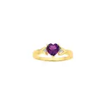 9ct Gold Amethyst & Diamond Heart Ring in Purple