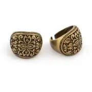 Signet Ring Adjustable Ring Antique bronze plated brass 7.5US size 998
