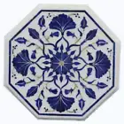 12" white marble Coffee Table Top lapis Antique Design Inlay Work Hallway Table