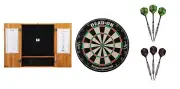 Bristle Dartboard + Oak Cabinet + Sidewinder Darts, Fatal Shot