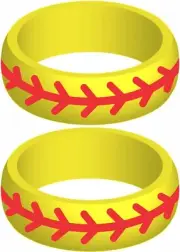 Two (2) SOFTBALL THREAD Silicone Rings Active Wedding Band Replacement Pick Size