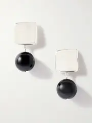 [AGMES] AGMES - Luca Recycled Sterling Silver Onyx Earrings - One size One size Silver