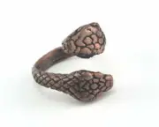 Snake Adjustable Ring Antique copper brass 8US Animals Reptile Wild Cold Blood