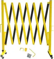 Expandable Mobile Barrier for Safety,Portable Barriers,Expandable Barrier Metal,Extendable Barricade,Braked Wheels,High-Visibility Yellow for Worksites,Warehouses Events
