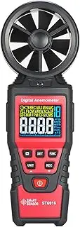 ST6816 Handheld Digital Anemometer Wind Speed Measurement Measurer Air Velocity Airflow Meter Gauge with LCD Backlight Measuring Range 0.40m/s~30.00m/s Maximum/Minimum/Average Value GTRH