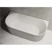 1500/1700mm ABS Roma Riva Gloss/Matt White Oval Sharp Flute Profile Back to Wall Bathtub