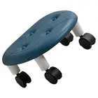 (Blue)Round Low Rolling Stools Fuax Leather Universal Wheel Small Roller GE