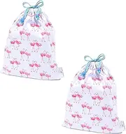 COLORFUL CANDY STYLE Laura Ashley N3385702 Pretty Flamingo Drawstring Bag, Set of 2, Stylish, Gymnastics Clothes, Change of Clothes, Exercise Clothes, Kindergarten, Kids, Toddlers