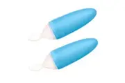 2PK Boon Squirt Blue Silicone Food Feeding Dispensing Spoon Utensils for Baby