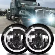 Pair 7" Projector Round LED Headlights Hi/Lo Beam For Kenworth T2000 1997-2011 (for: Suzuki)