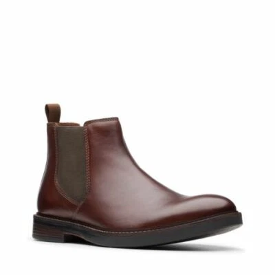 Clarks Mens Ut ** Paulson Up Mahogany Lea , Chelsea Boots Comfort ** UK 7,8,9 G