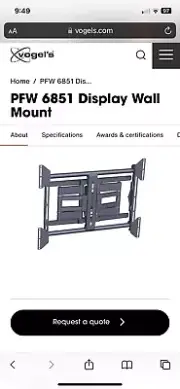 Vogels PFW6851 TV Wall Mount Bracket Pullout