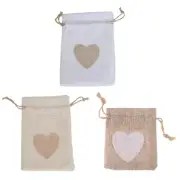 10Pcs Practical Linen Pouches with Drawstring Closure for Jewelry Gift Snacks