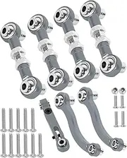 RcarmubWow RC Metal Turnbuckles Camber Links Upgrades Part for 1/18 LaTrax Teton,LaTrax Desert Prerunner,Alloy Aluminium Toe Links w/Rod Ends Steering Linkage Set,Titanium