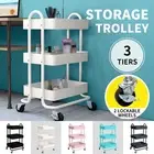 Levede Kitchen Trolley Cart 3 Tiers Storage Rack Steel Shelf Organiser Wheels