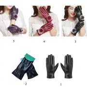 Driving Gloves Leather Gloves Women Fleece Lining Cycling Gloves