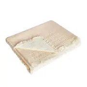 J.Elliot Home Hayley 130x160cm Cotton Throw Blanket Decor Warm Taupe & Cream
