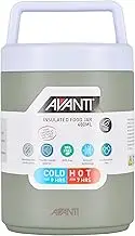 Avanti Insulated Food Jar with Nested Condiments Container and Leakproof Screw Top Lid with Carry Handle, 480ml, Agave